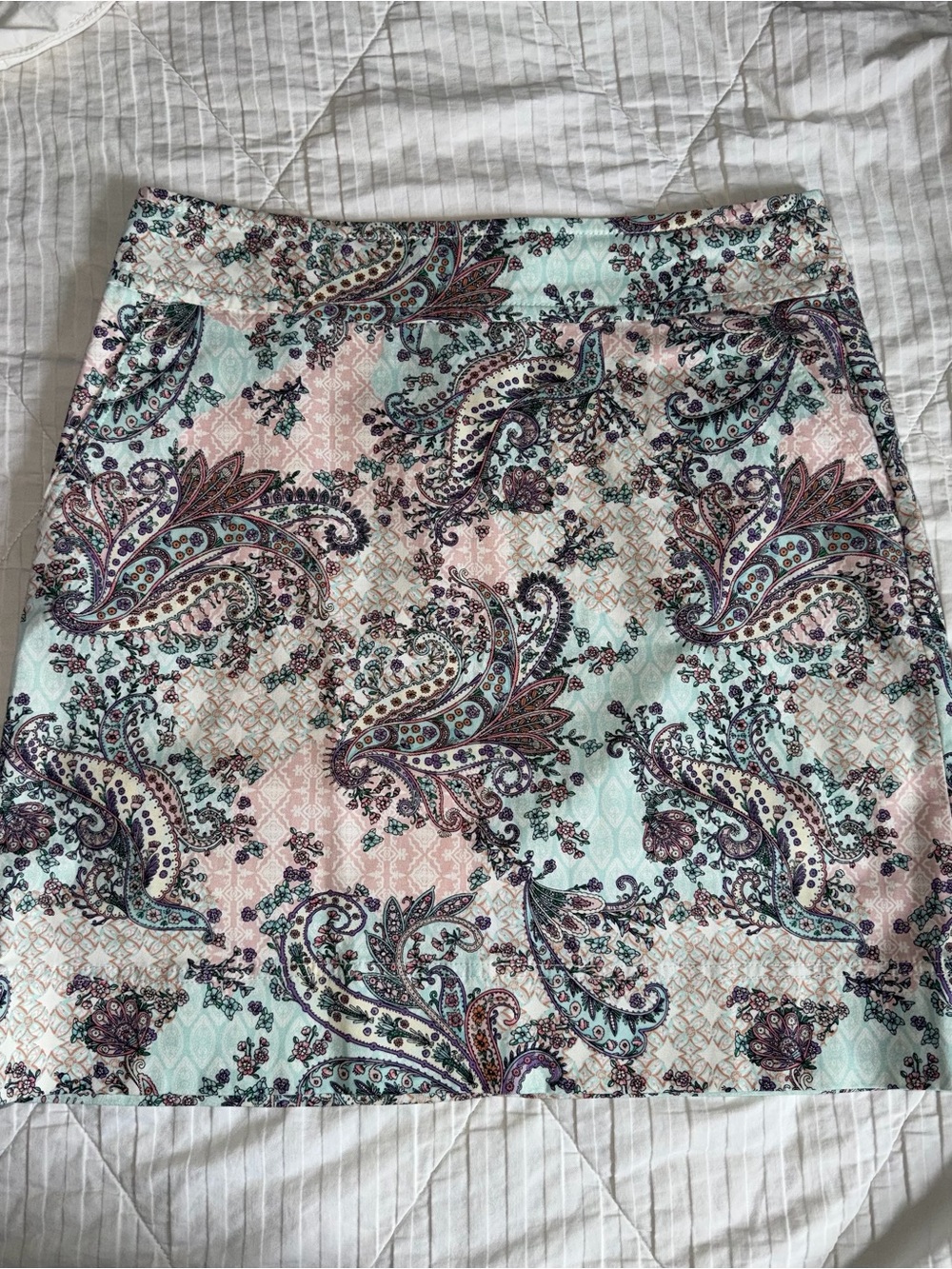 Talbots Paisley Pencil Skirt in Mint, Blush & Purple